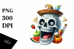 Funny Watercolor Halloween Skull | Clipart Product Image 3