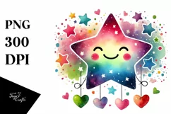 Colorful Star with Hearts, PNG Product Image 1