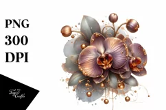 Glossy Orchid Made of Shiny Material | Sublimation Clipart Product Image 1