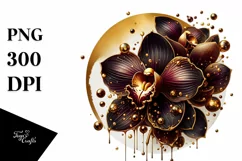 Detailed Golden Watercolor Orchid Splash Product Image 1