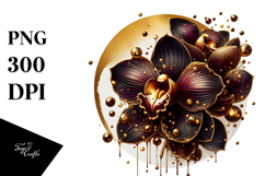 Detailed Golden Watercolor Orchid Splash Product Image 1