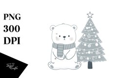 Winter Polar Bear Christmas Tree PNG Product Image 3