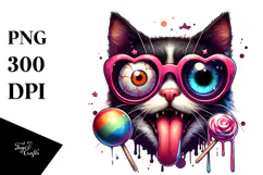 Funny Spooky Cat with Sunglasses, PNG Product Image 1