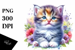 Vibrant Watercolor Baby Kitten | Sublimation Clipart Product Image 4