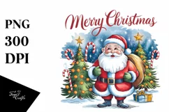 Santa Engraved Christmas Design PNG Sublimation Digital Product Image 5