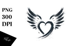 Brush Heart Wings PNG Product Image 1