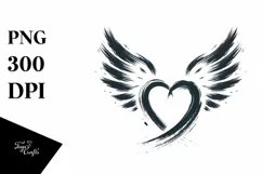 Brush Heart Wings PNG Product Image 1