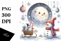 Whimsical Snowman with Snowflakes PNG Product Image 3
