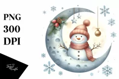 Whimsical Snowman with Snowflakes PNG Product Image 3