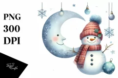 Whimsical Snowman with Snowflakes PNG Product Image 1