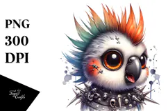 Cute Baby Parrot with Punk Look PNG Product Image 1