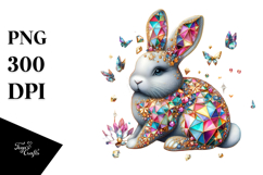 Colorful Bunny Made of Diamonds, Transparent PNG Product Image 1