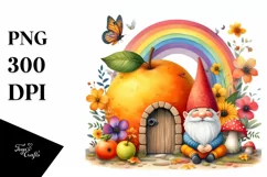 Autumn Gnome House Fruit Rainbow Scene | Clipart Product Image 3
