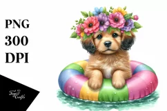 Colorful Whimsical Puppy Sticker Clipart Product Image 1