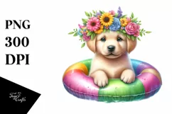 Colorful Whimsical Puppy Sticker Clipart Product Image 1