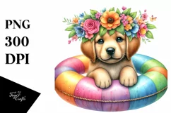 Colorful Whimsical Puppy Sticker Clipart Product Image 1