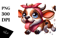 Ridiculously Cute Baby Calf with Bandana PNG Product Image 1