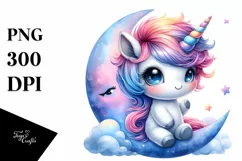 Baby Unicorn with Cool Haircut on Moon Product Image 1