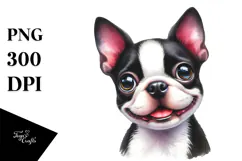 Happy Cute Boston Terrier PNG Product Image 1