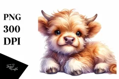 Smiling Baby Highland Cow, PNG Product Image 1