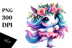 Watercolor Dancing Unicorn PNG Product Image 1