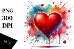 Red Glossy Heart Painting PNG Product Image 1