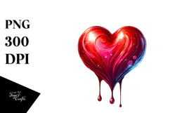 Red Glossy Heart Painting PNG Product Image 1