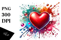 Colorful Red Glossy Heart PNG Product Image 1