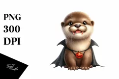 Funny Baby Otter with Vampire Fangs | Sublimation | Clipart Product Image 1