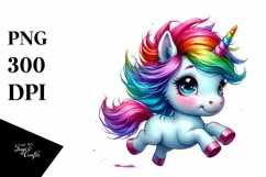 Funny Baby Unicorn Running PNG Product Image 1