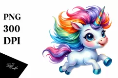 Funny Baby Unicorn Running PNG Product Image 1