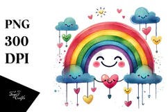 Colorful Digital Rainbow Hearts PNG Product Image 1