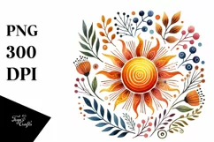 Simple Colorful Watercolor Sun PNG Product Image 1