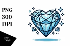 Simple Cartoon Heart Diamond PNG Product Image 1