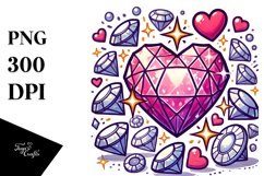 Simple Cartoon Heart Made of Diamond-Like Material, PNG Product Image 1