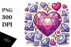 Simple Cartoon Heart Made of Diamond-Like Material, PNG Product Image 1