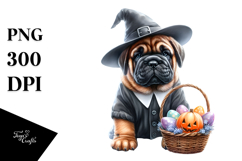Baby Bullmastiff with Easter Basket PNG Product Image 1