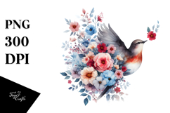 Colorful Bird with Spring Flowers PNG Product Image 1