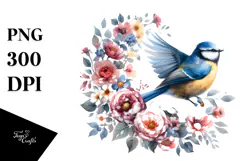 Bird with Floral Details PNG Product Image 1