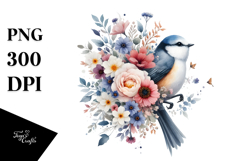 Colorful Bird with Spring Flowers PNG Product Image 1