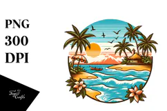 Retro Tropical Island Beach, 20 oz Tumbler Product Image 1