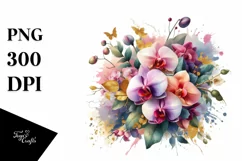 Colorful Bouquet with Orchid Splash | Clipart Product Image 3