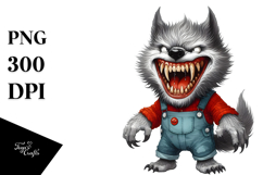 Funny Werewolf Watercolor PNG Product Image 1