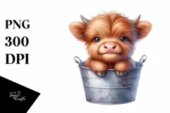 Cute Small Baby Highland Cow Bucket | Clipart Product Image 3