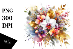 Colorful Bouquet with Orchid Splash | Clipart Product Image 1