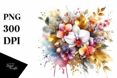 Colorful Bouquet with Orchid Splash | Clipart Product Image 3