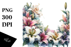 Colorful Lily Frame PNG Product Image 1