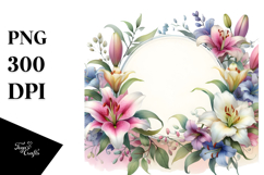 Colorful Lily Frame PNG Product Image 1