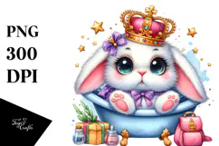 Cheerful Bunny in Bathtub PNG Product Image 1