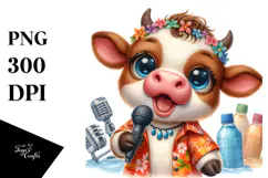 Cute Baby Cow Dressed for the Beach PNG Product Image 1